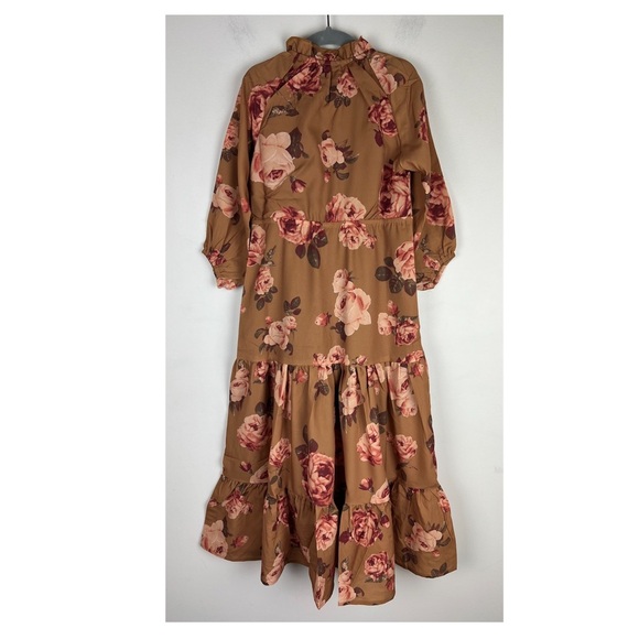 Joyfolie Prairie Cottagecore Cowgirl Ruffle Maxi Ashley Dress Ochre Floral 4 - Picture 6 of 13